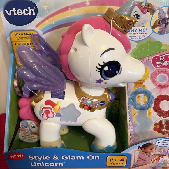 VTech Style & Glam On Unicorn Kids Toy Gift Christmas Birthday Age 18M-Up New - Picture 2 of 12